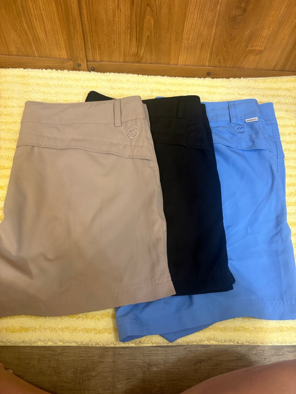 MAGELLAN Three-Pack Golf/Active Skorts in Taupe, Black & Periwinkle Blue